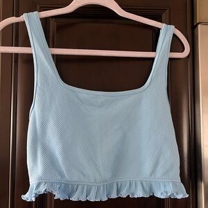Zara Light Blue Ruffled Tank Top